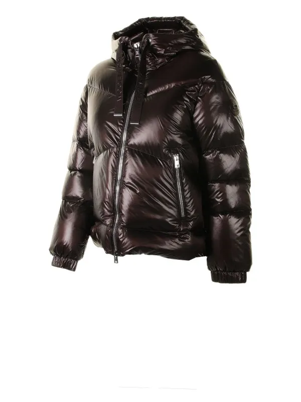 Shiny down jacket with hood and zip