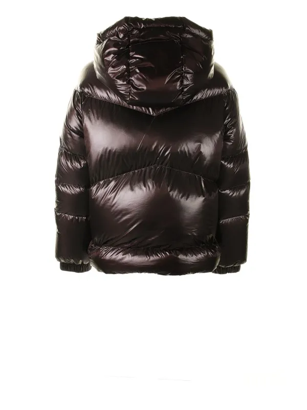 Shiny down jacket with hood and zip