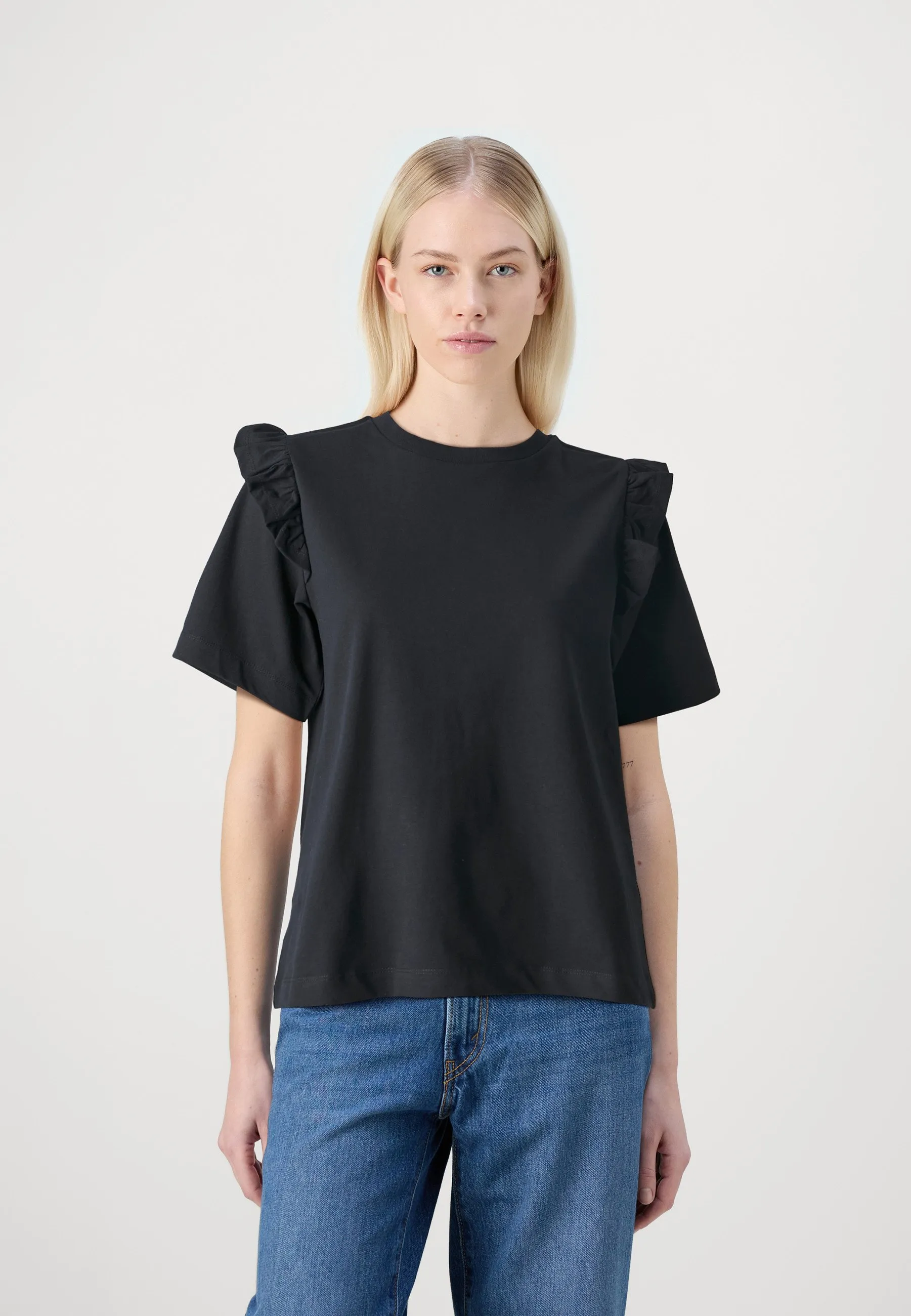 SLFCILLEE RUFFLE TEE - T-shirt con stampa