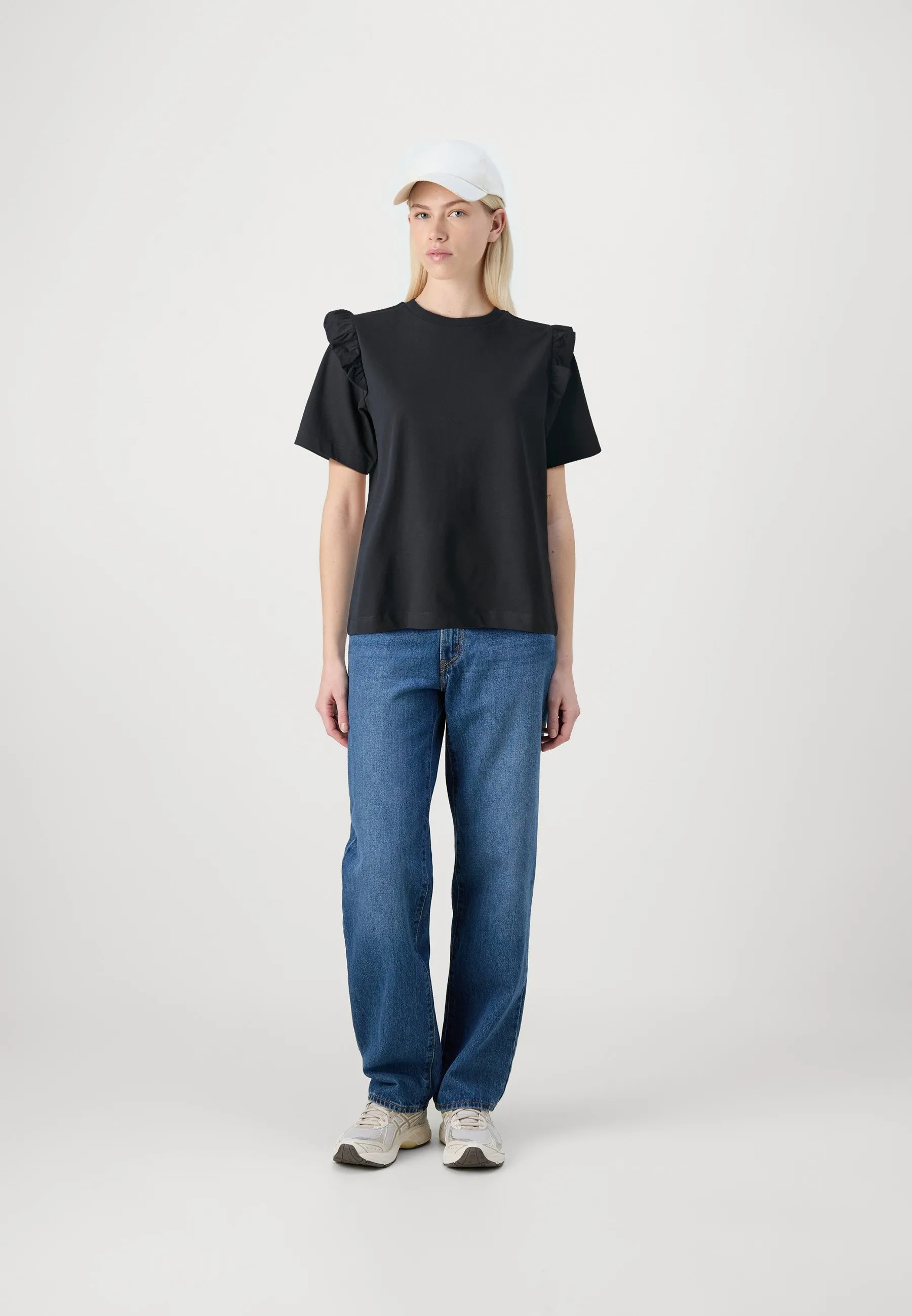 SLFCILLEE RUFFLE TEE - T-shirt con stampa