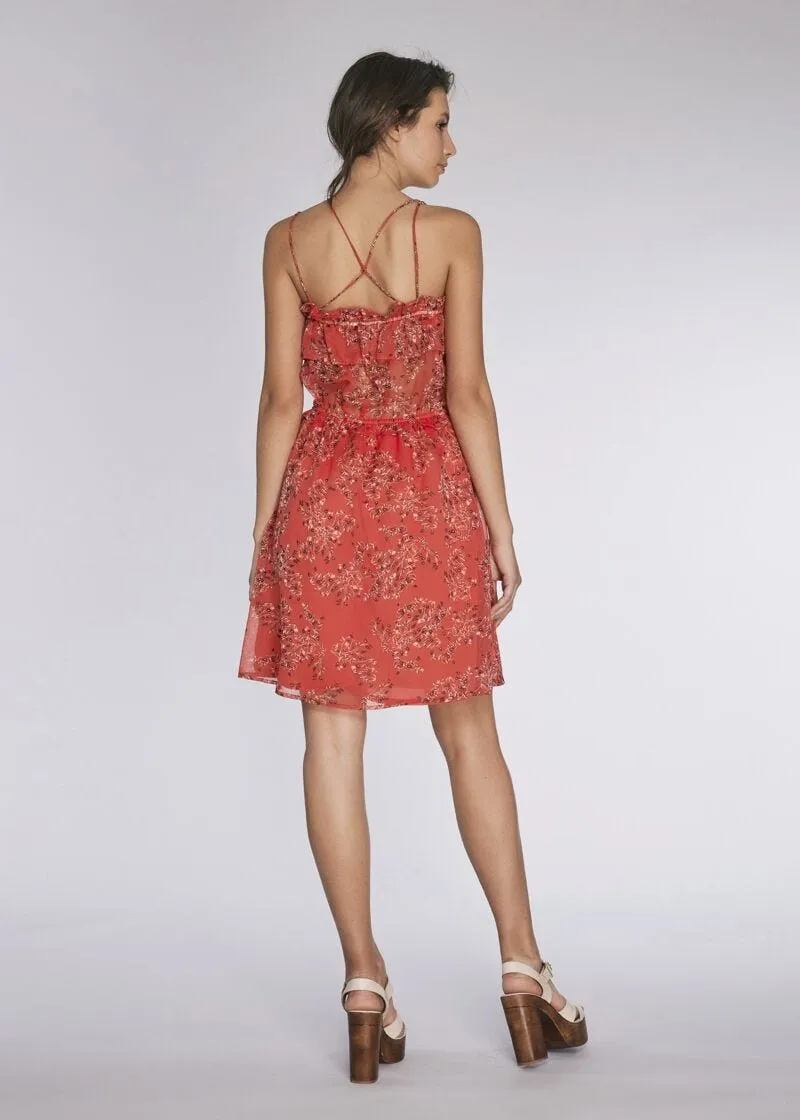 Slip dress in chiffon stampato