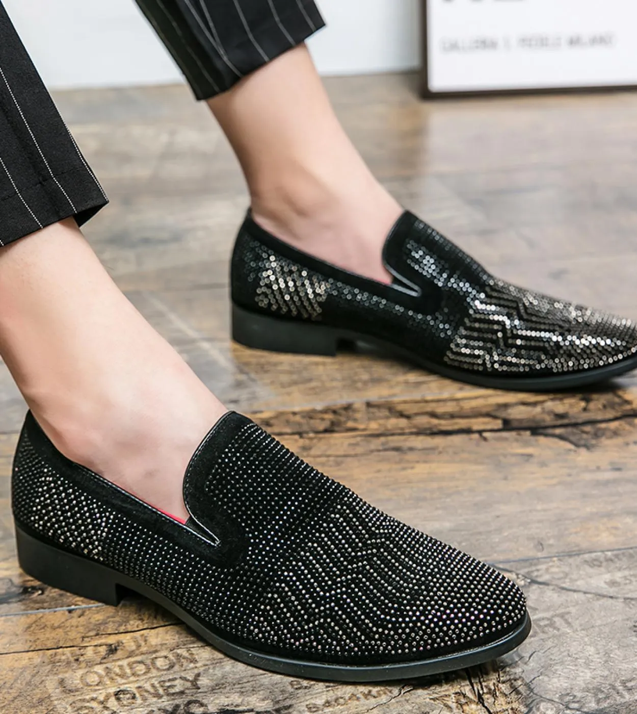 Slip On Scarpe Uomo Mocassini Mocassini Neri Solido Morbido Scarpe Uomo Casual Taglie Grandi Moda Traspirante Camoscio Oro Zapat