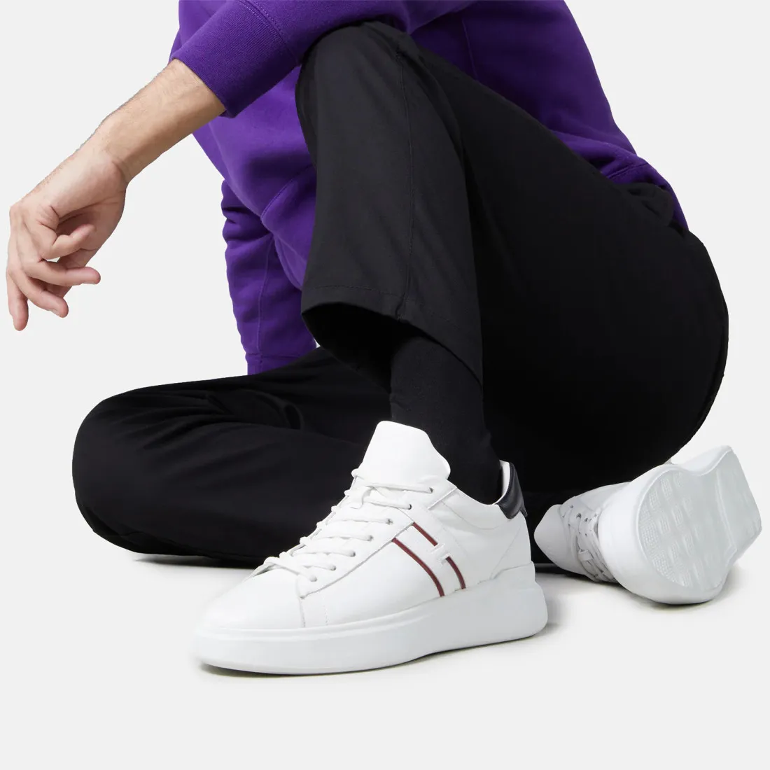 Sneakers da uomo Hogan H580 bianca e nera in pelle