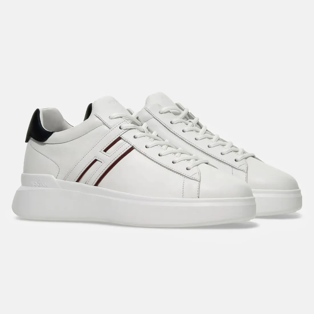 Sneakers da uomo Hogan H580 bianca e nera in pelle
