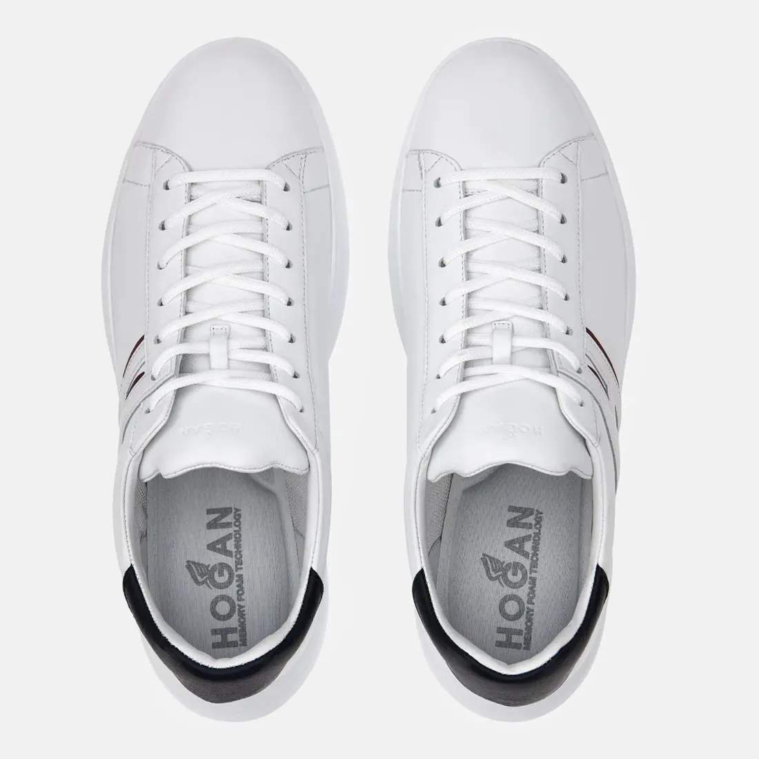 Sneakers da uomo Hogan H580 bianca e nera in pelle