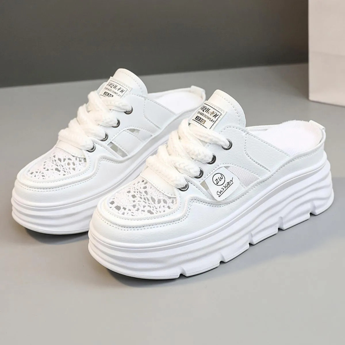 Sneakers robuste alla moda Mocassini da donna Mocassini Slip On Tacchi altissimi Punta tonda Scarpe da donna Piattaforma Scarpe