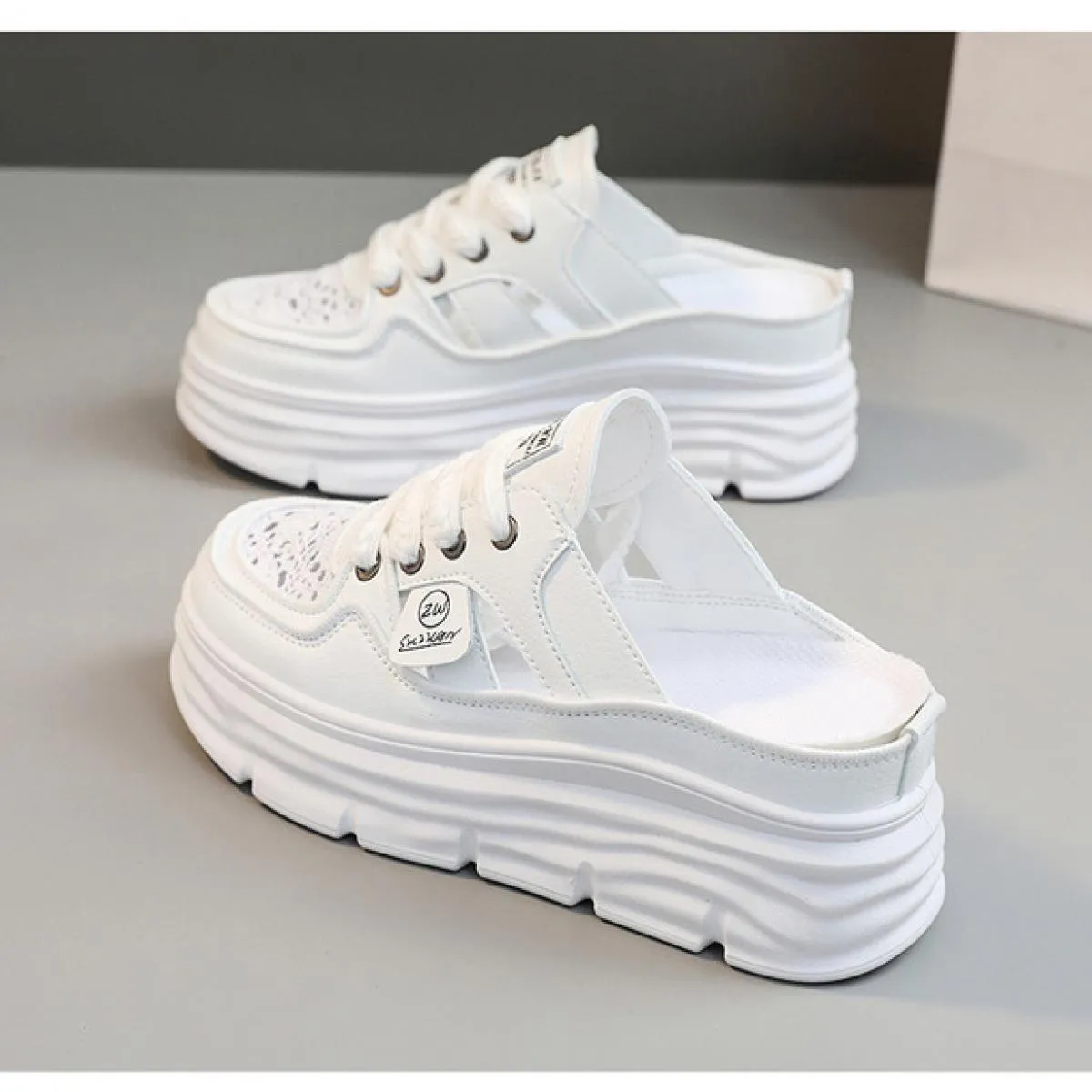 Sneakers robuste alla moda Mocassini da donna Mocassini Slip On Tacchi altissimi Punta tonda Scarpe da donna Piattaforma Scarpe