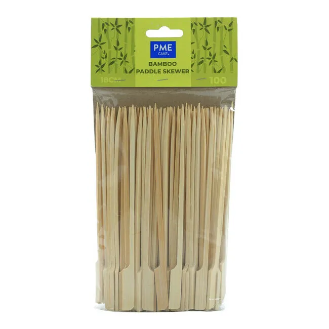 Spiedini di bambù da 18 cm con manico piatto - 100 unità