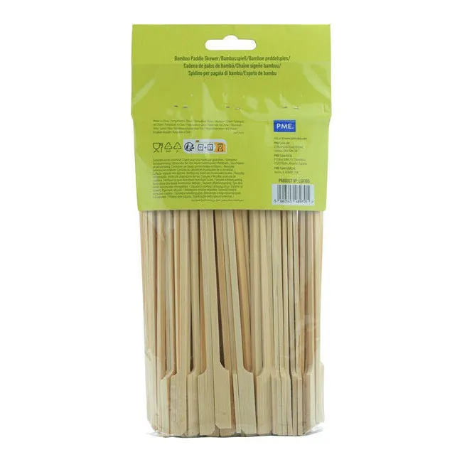 Spiedini di bambù da 18 cm con manico piatto - 100 unità
