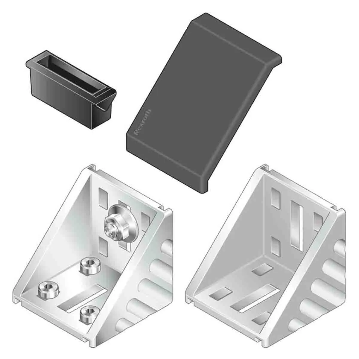 Staffa di montaggio Bosch Rexroth in Alluminio, Alluminio pressofuso, per profili da 30 mm, scalanatura da 8mm, M6, L.