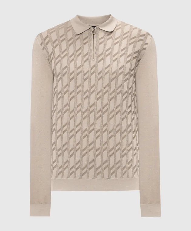 Stefano Ricci Polo in cashmere e seta a fantasia grigia K808083P30F24373
