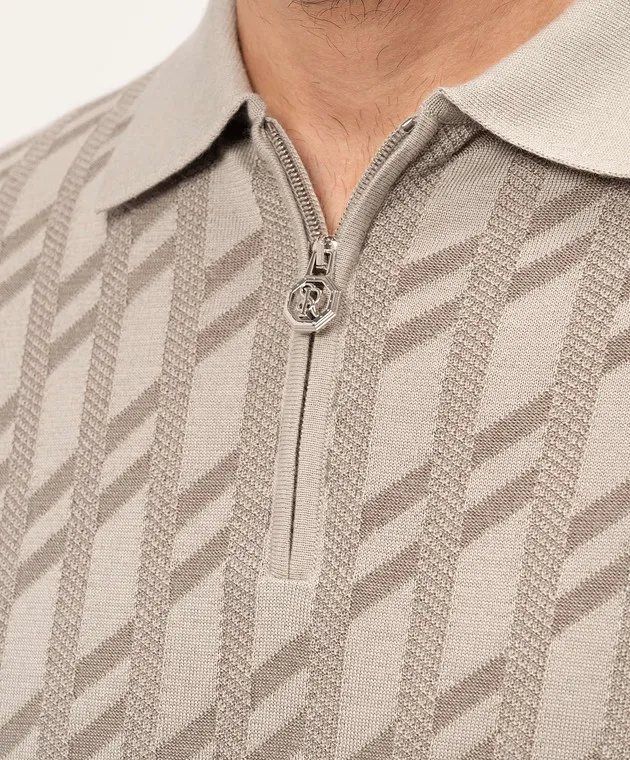 Stefano Ricci Polo in cashmere e seta a fantasia grigia K808083P30F24373