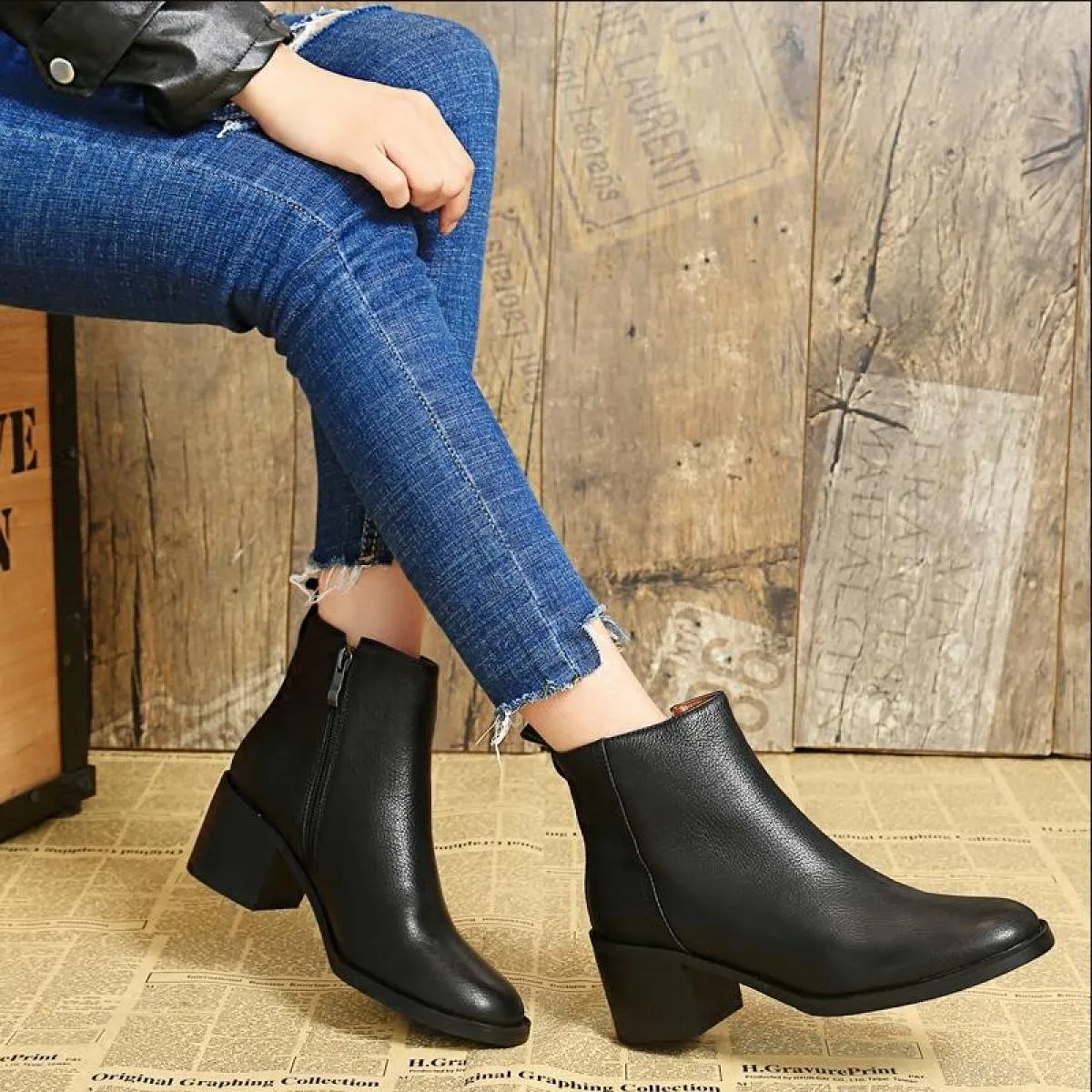 Stivaletti Chelsea in vera pelle da donna Stivali da donna in vera pelle stile britannico