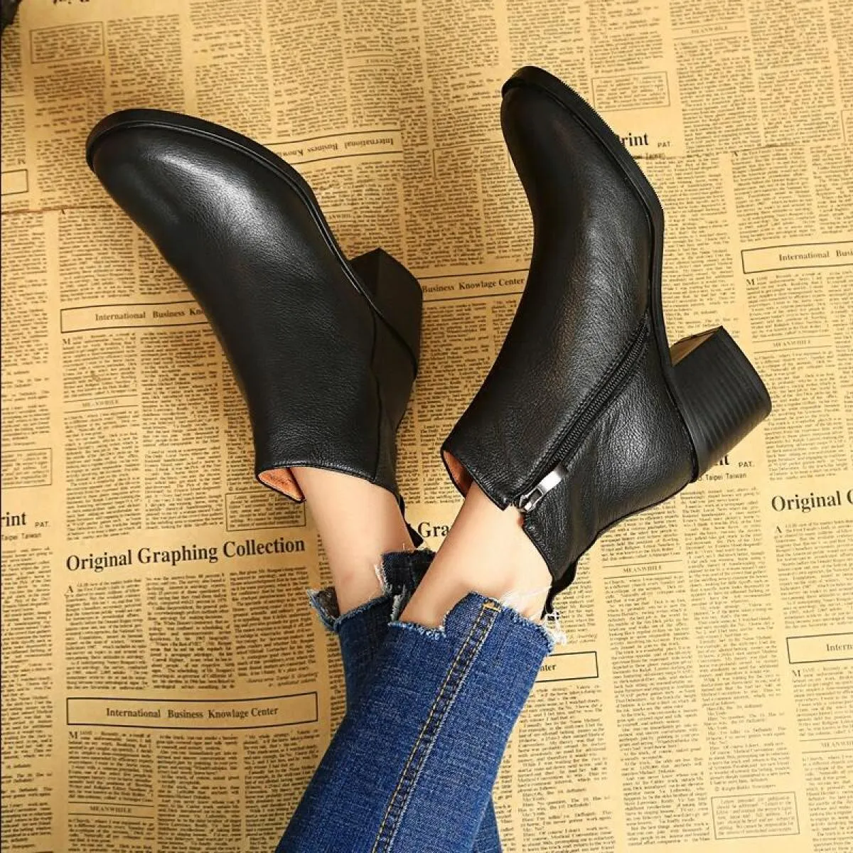 Stivaletti Chelsea in vera pelle da donna Stivali da donna in vera pelle stile britannico