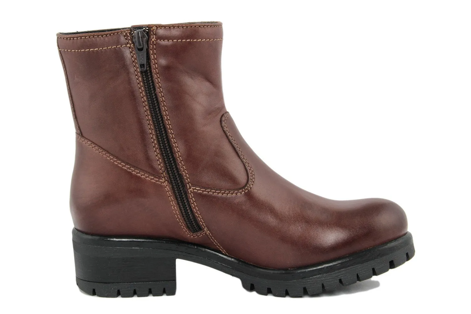 Stivaletto biker Donna in pelle Marrone