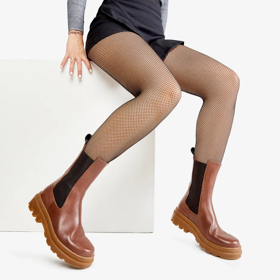 Stivaletto Cuoio con Elastico