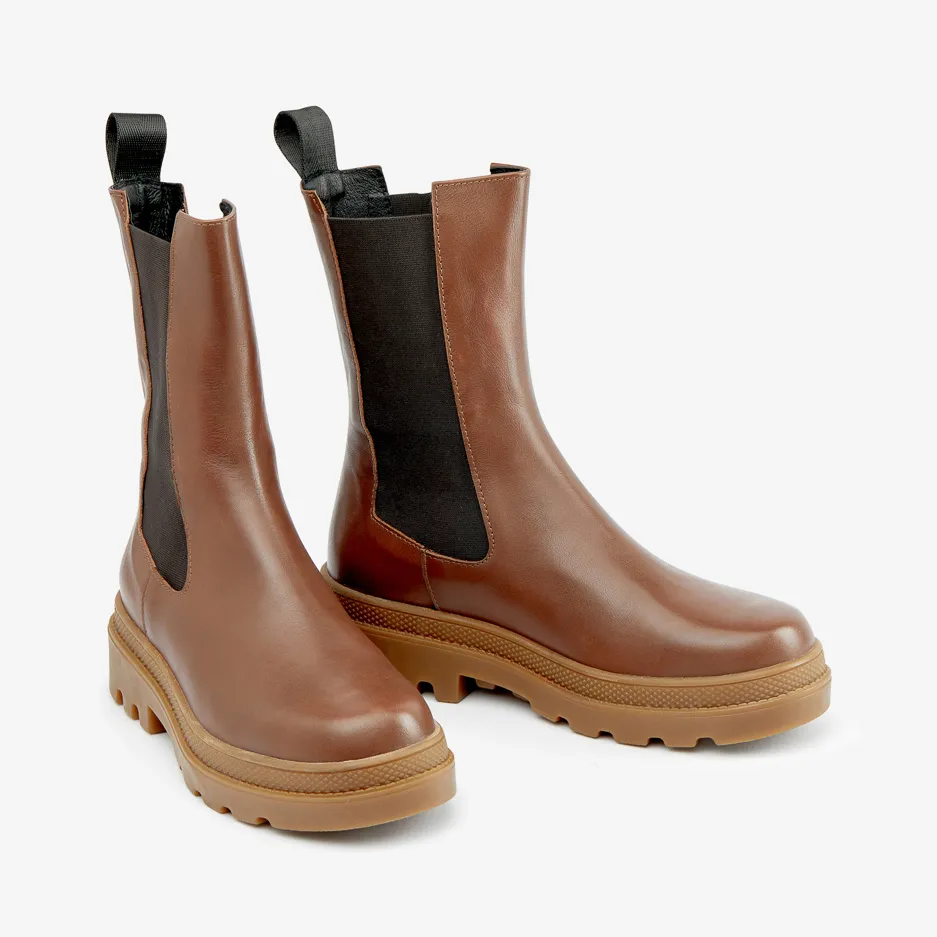 Stivaletto Cuoio con Elastico