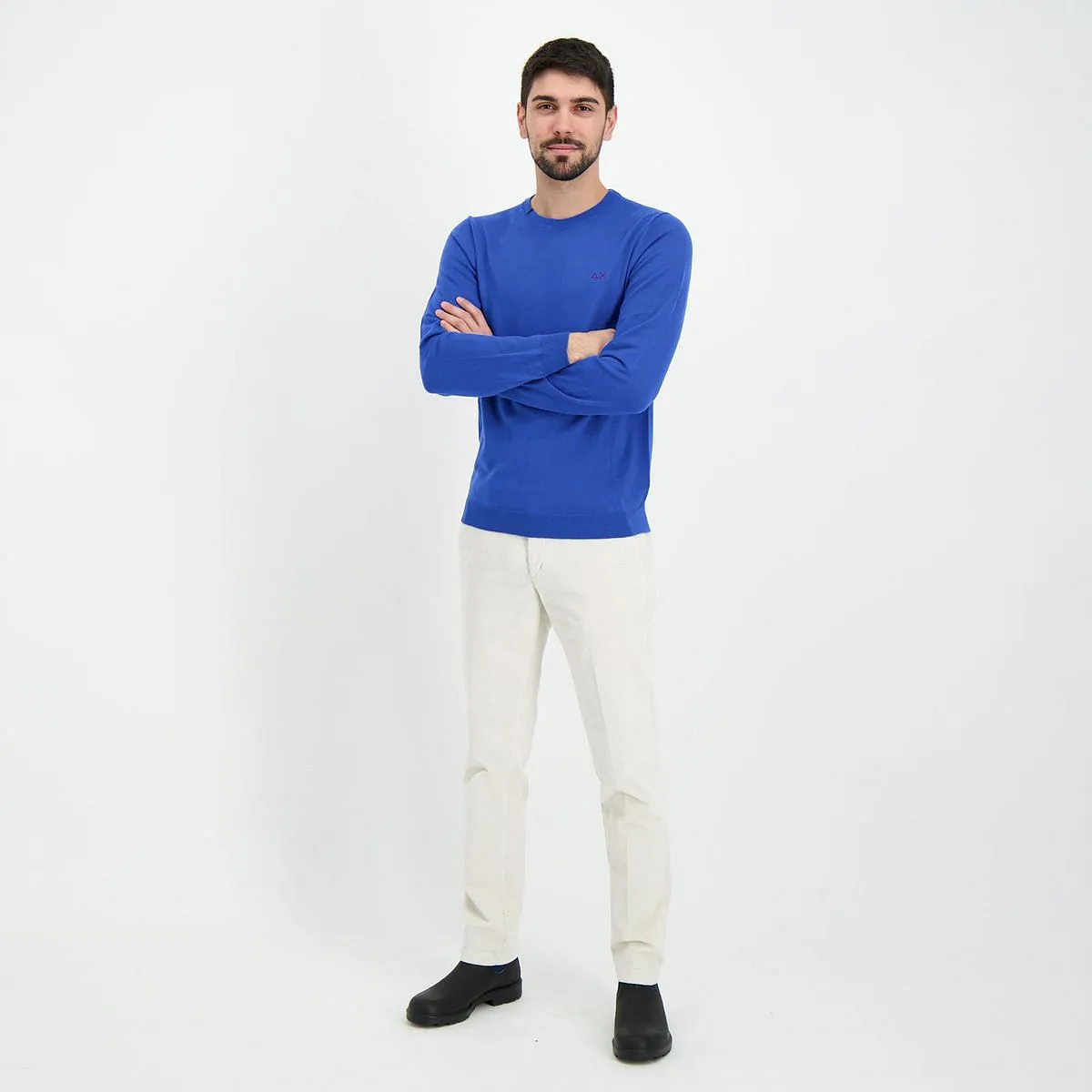      SUN 68 MAGLIONE GIROCOLLO IN COTONE E LANA  