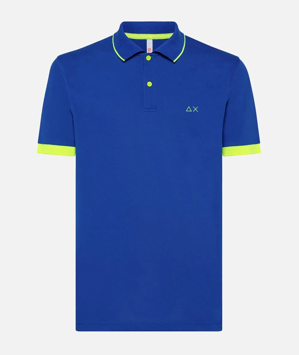 SUN68--Polo Small Stripe Fluo Elasticizzata - Royal