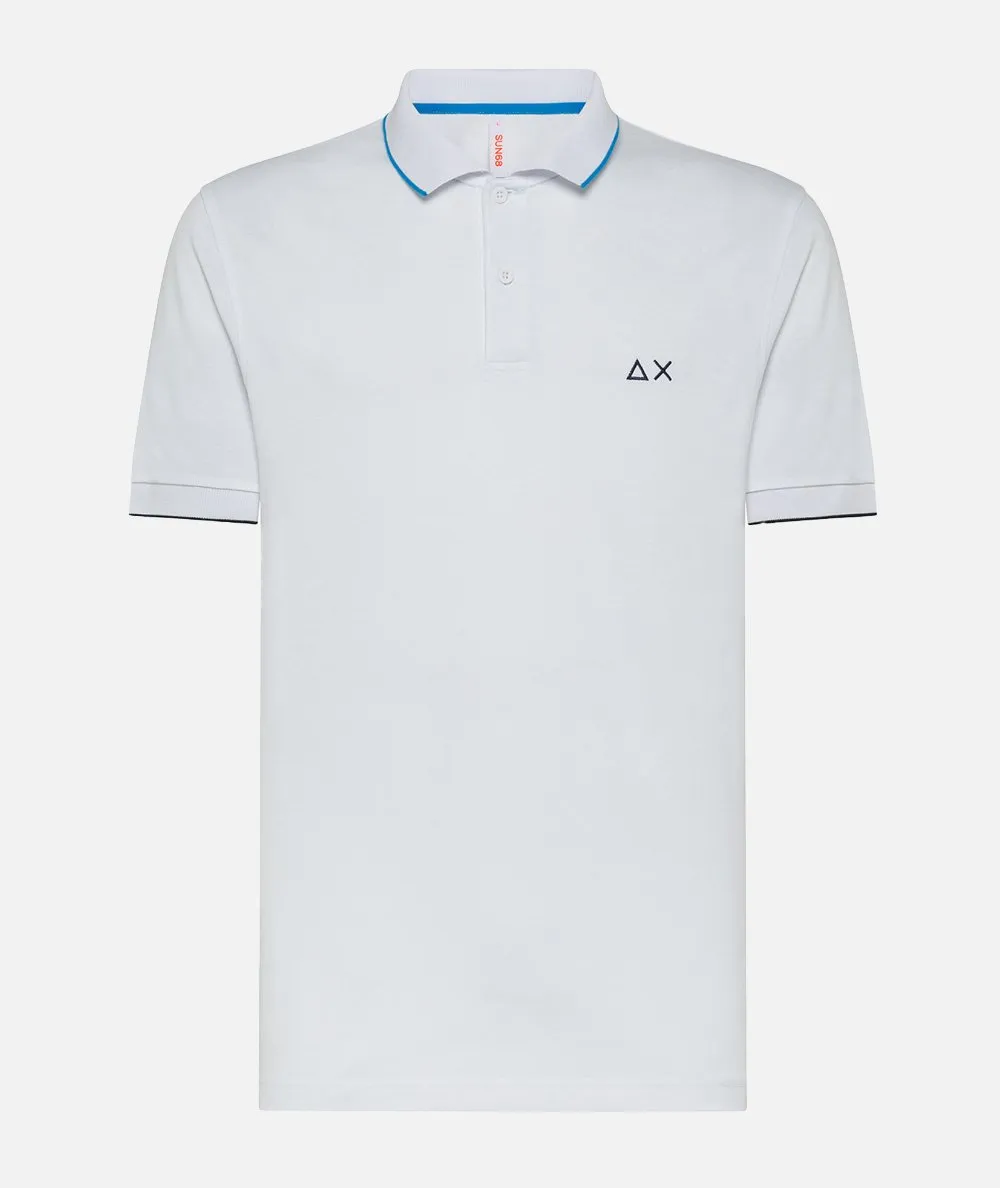 SUN68--Polo Small Stripe on collar Elasticizzata - Bianco