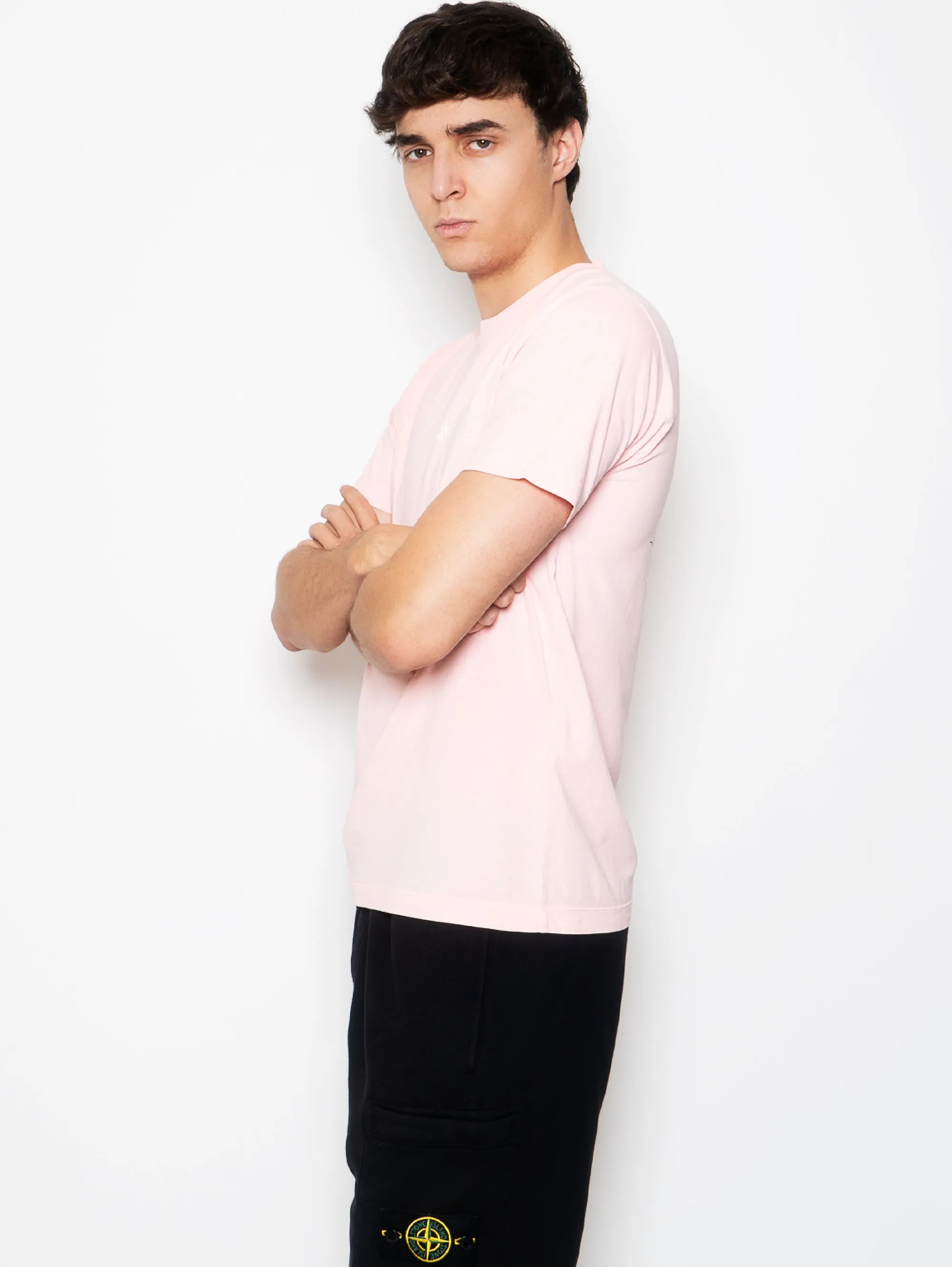 T-shirt Girocollo con Stampa Istituzionale Rosa