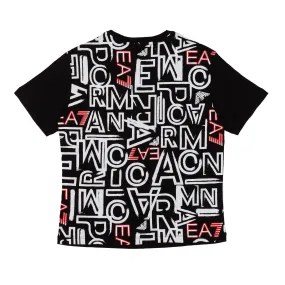T-Shirt Nera Con Loghi Ea7 Bianchi E Rossi
