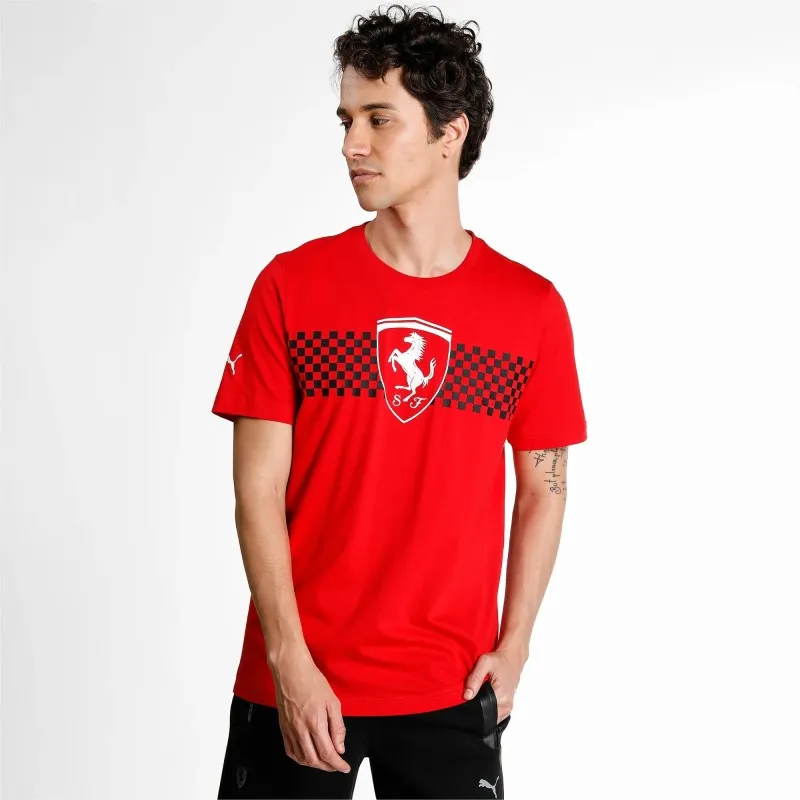 T-shirt Scuderia Ferrari Bandiera a Scacchi Uomo