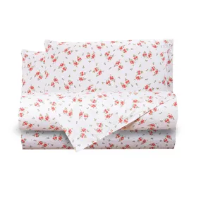 Tendenza floreale Completo letto Raso Fiorellini rossi due piazze
