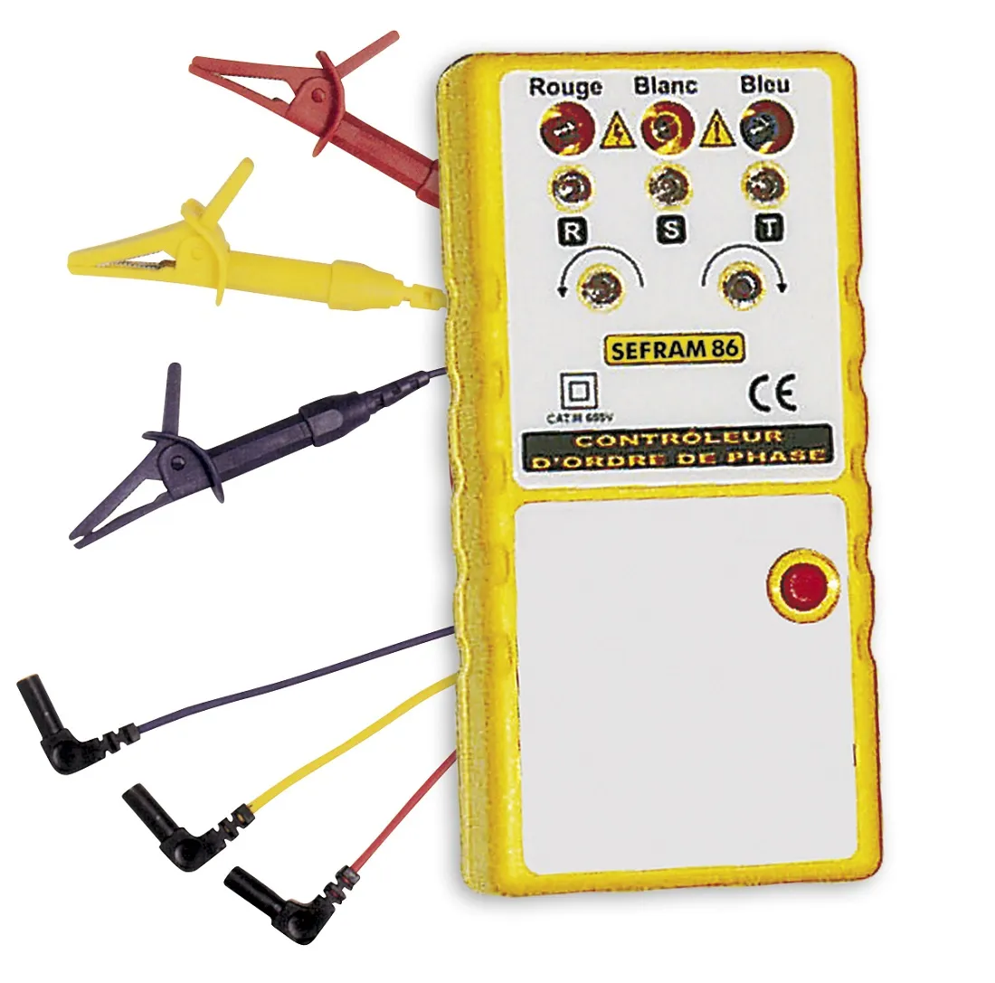 Tester di rotazione di fase Sefram SEFRAM86, CAT III 600V, 70Hz max