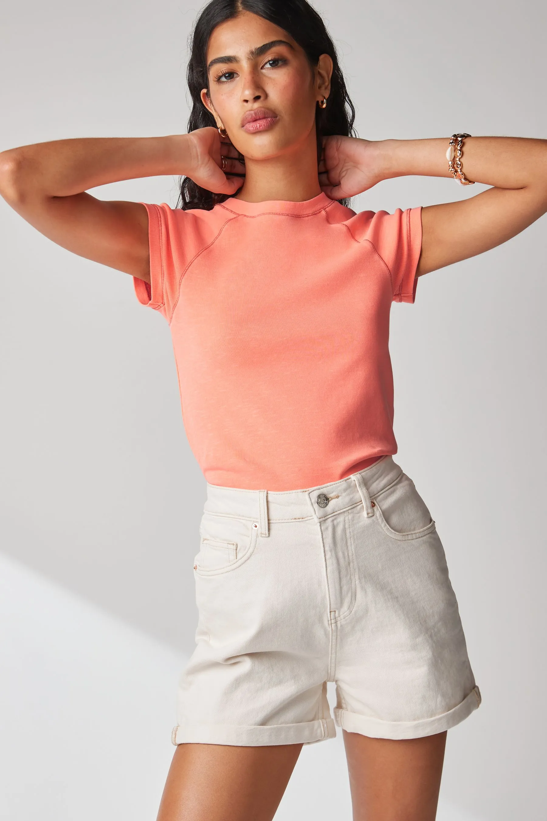 top Girocollo Manica corta con maniche raglan    