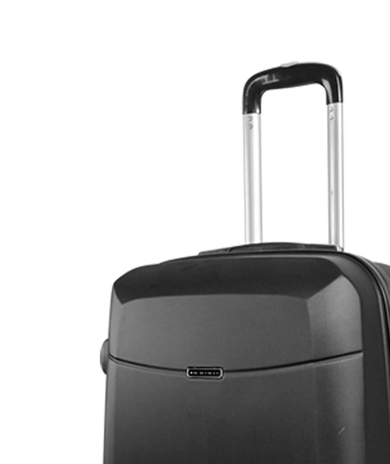 Trolley nero piccolo rigido con quattro ruote e lucchetto fisso a combinazione