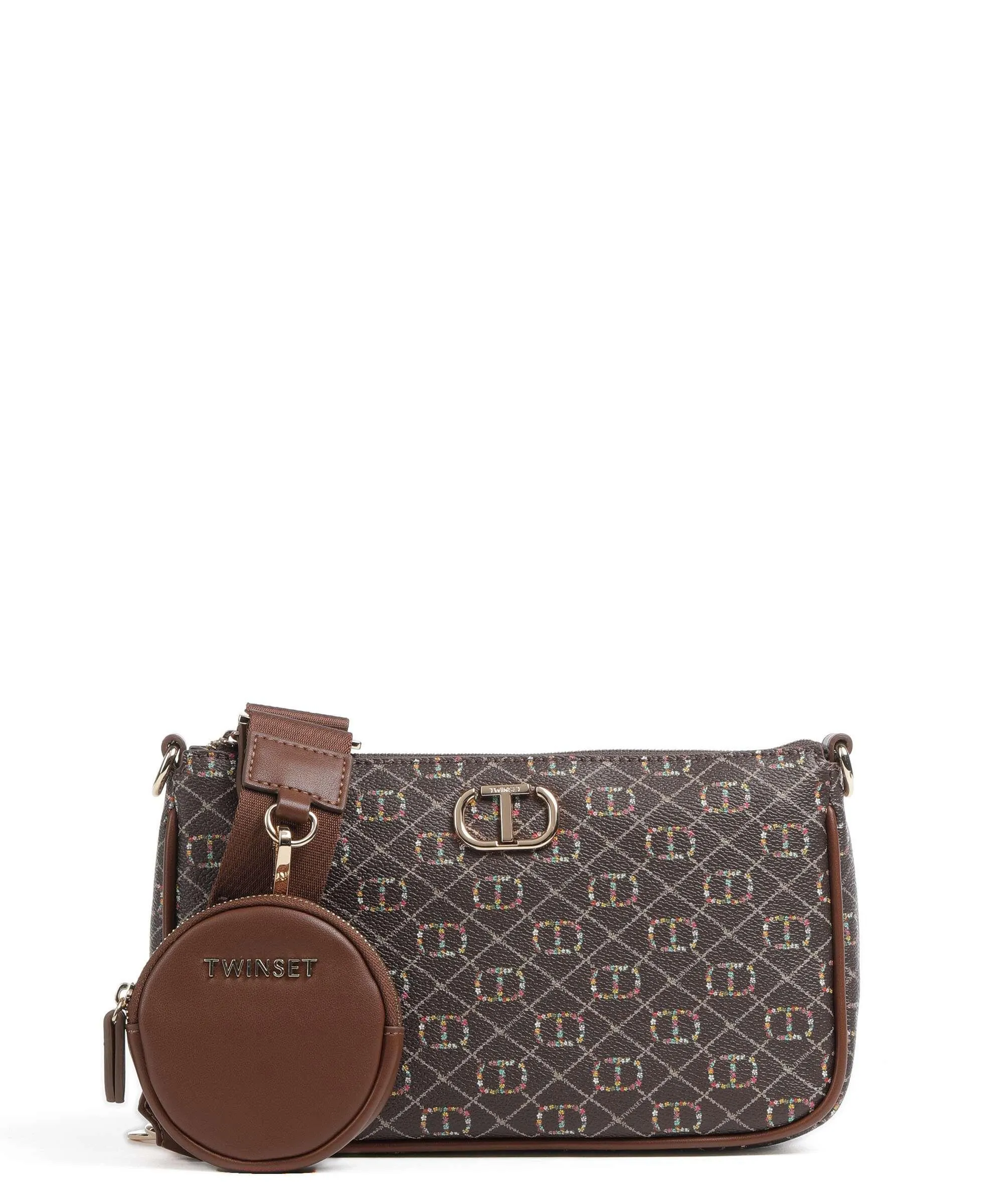  Twinset Floral T Borsa a tracolla pelle sintetica marrone  