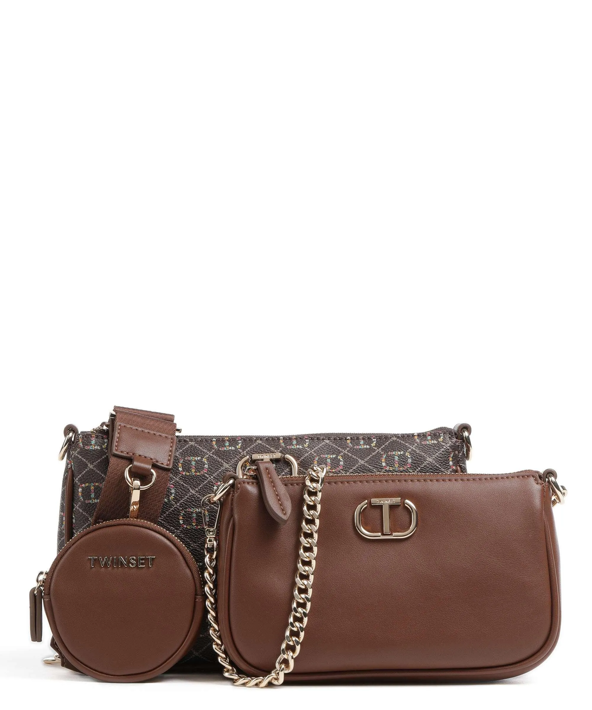  Twinset Floral T Borsa a tracolla pelle sintetica marrone  