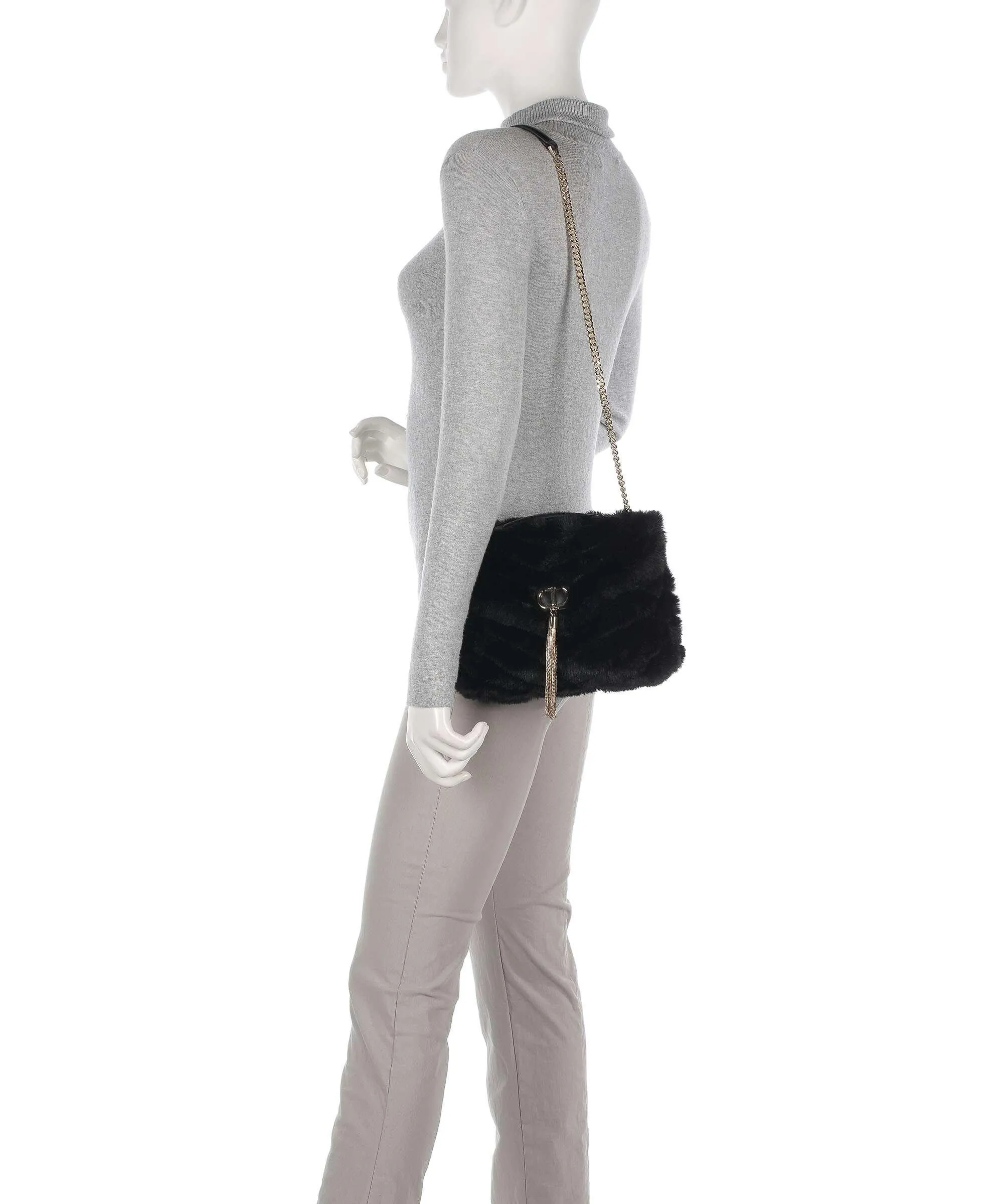  Twinset Soft Dreamy Borsa a spalla eco-pelliccia nero  