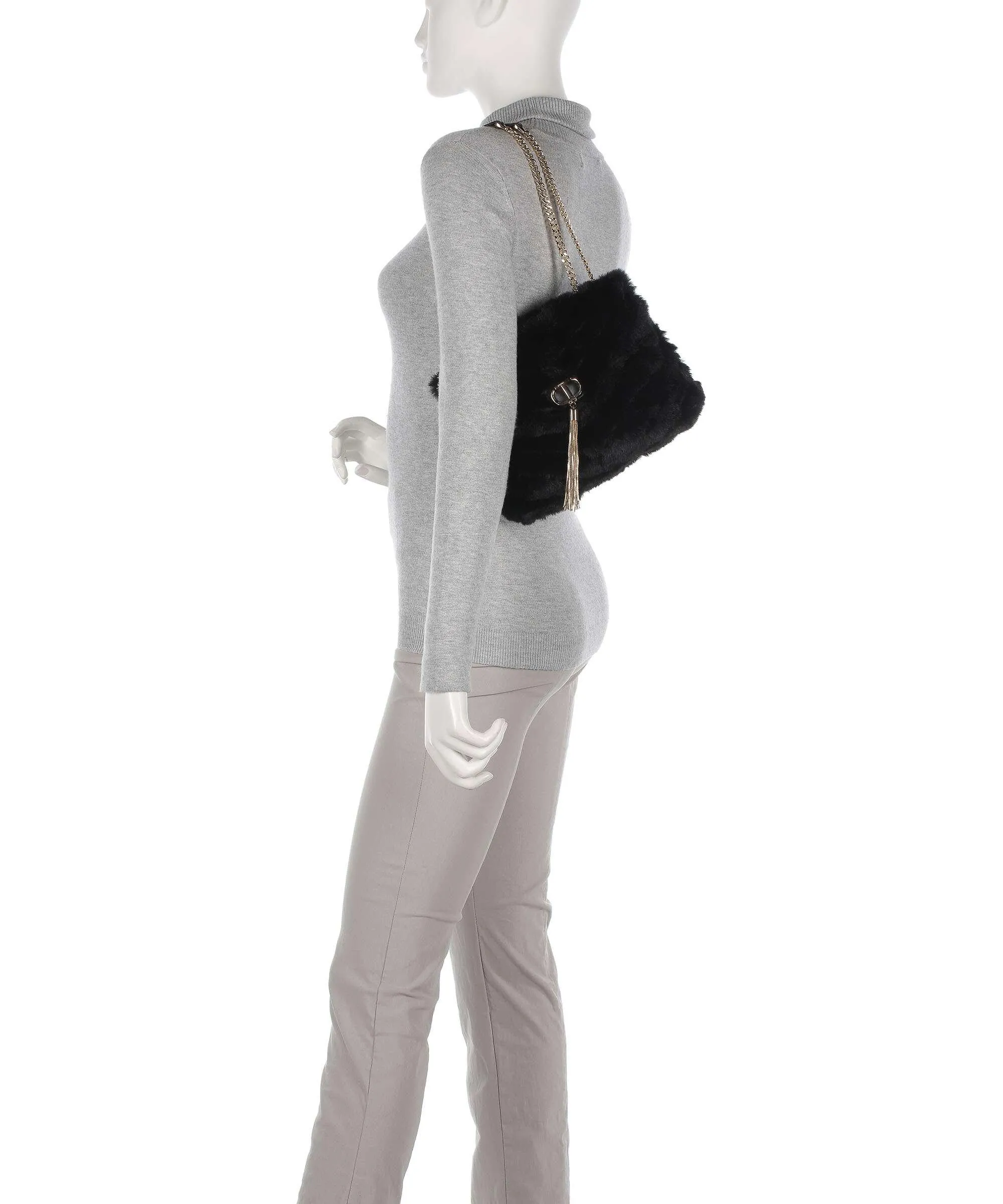  Twinset Soft Dreamy Borsa a spalla eco-pelliccia nero  