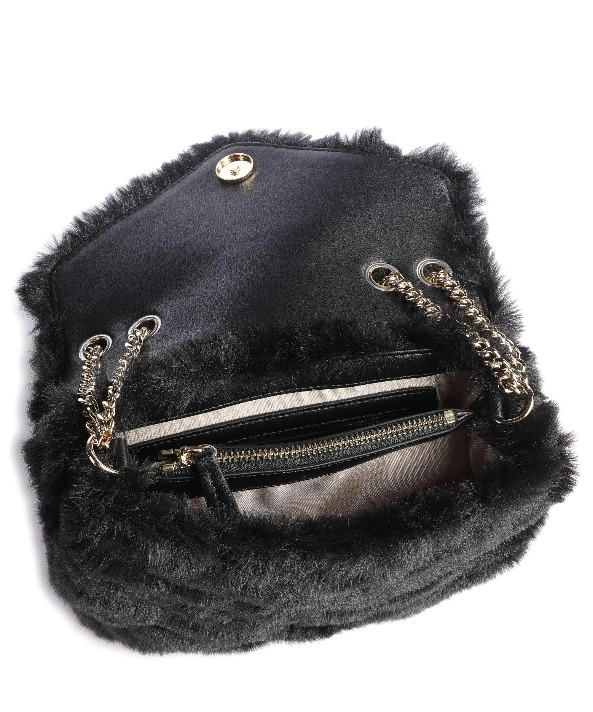  Twinset Soft Dreamy Borsa a spalla eco-pelliccia nero  