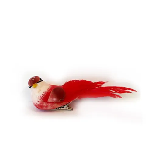 Uccellino primavera rosso con clip cm. 13