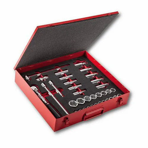 Usag 612 1/2 CLB - Assortimento in cassetta di lamiera con bussole poligonali (35 pz)