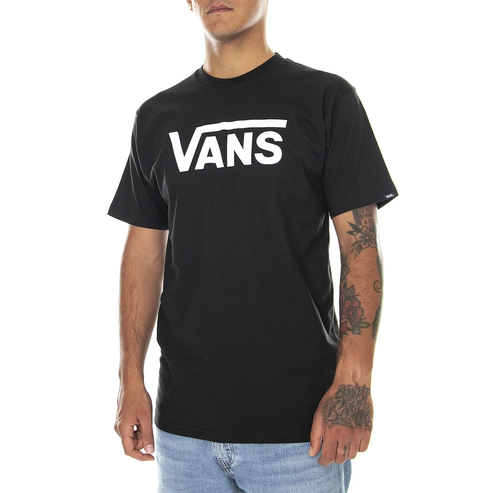 Vans Classic Logo T-Shirt - Black / White - Maglietta Girocollo Uomo Nera     