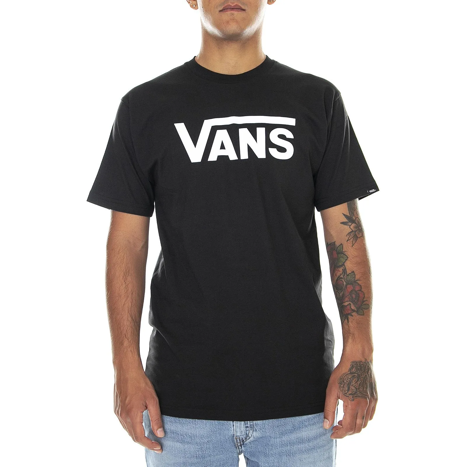 Vans Classic Logo T-Shirt - Black / White - Maglietta Girocollo Uomo Nera     