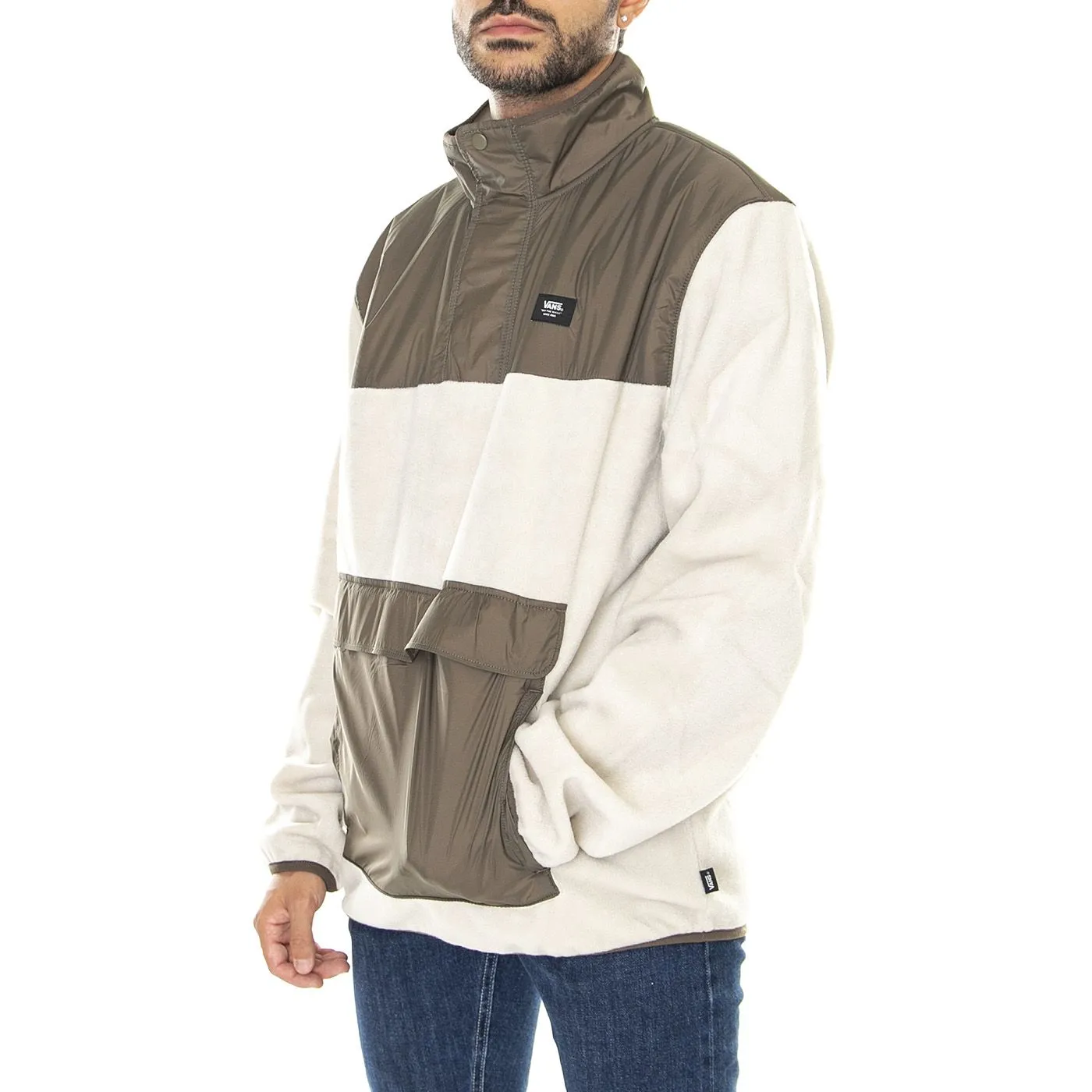 Vans Mammoth PO Oatmeal / Canteen - Felpa Collo Alto Uomo Beige     