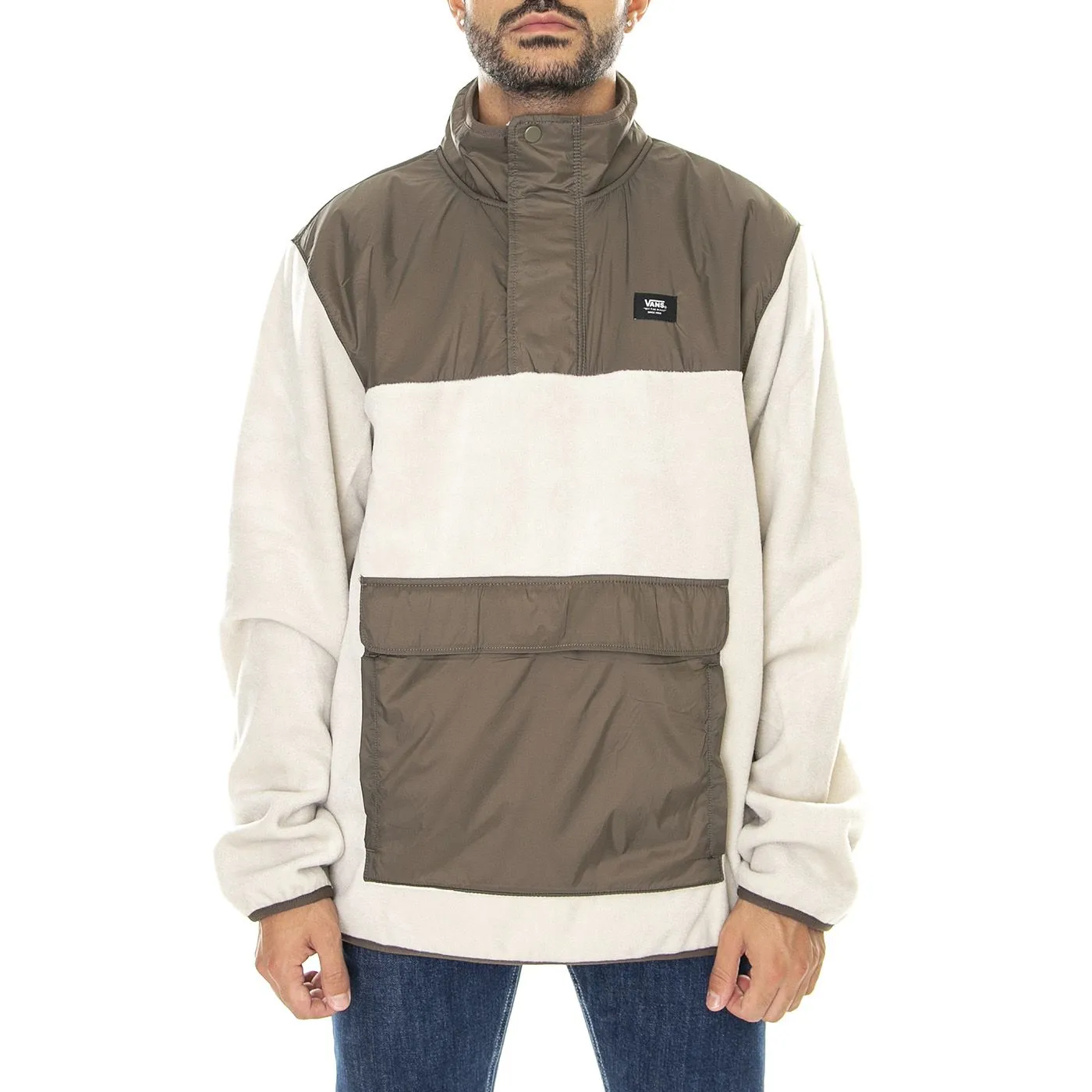 Vans Mammoth PO Oatmeal / Canteen - Felpa Collo Alto Uomo Beige     