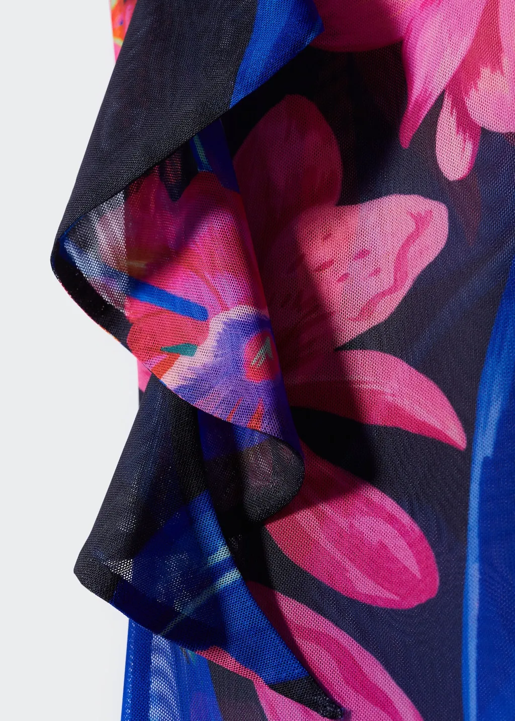 Vestito chiffon asimmetrico volant