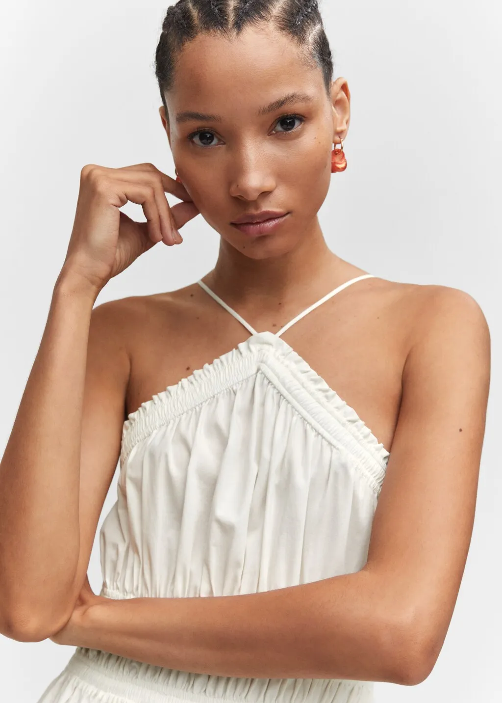 Vestito halter dettagli increspati