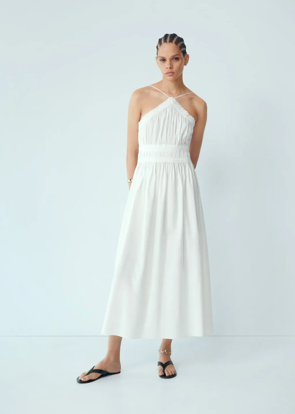 Vestito halter dettagli increspati
