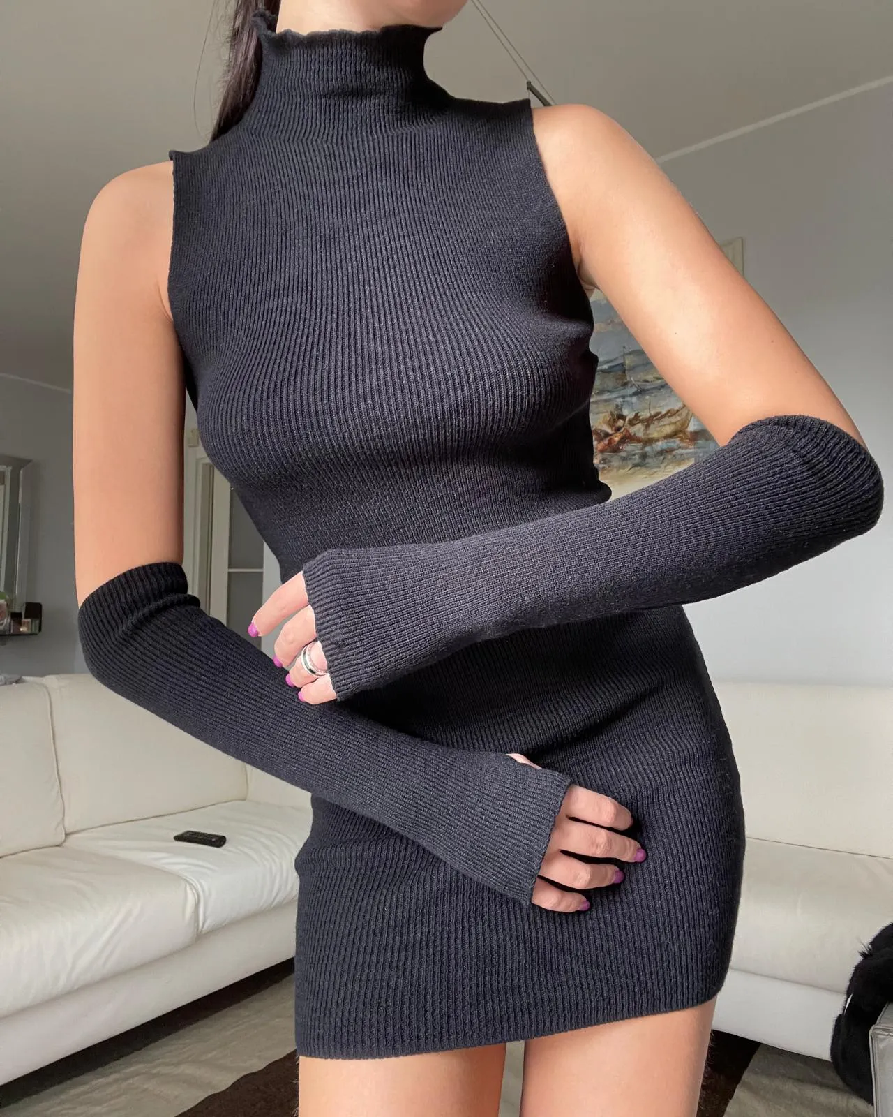 Vestito in maglia - Nero