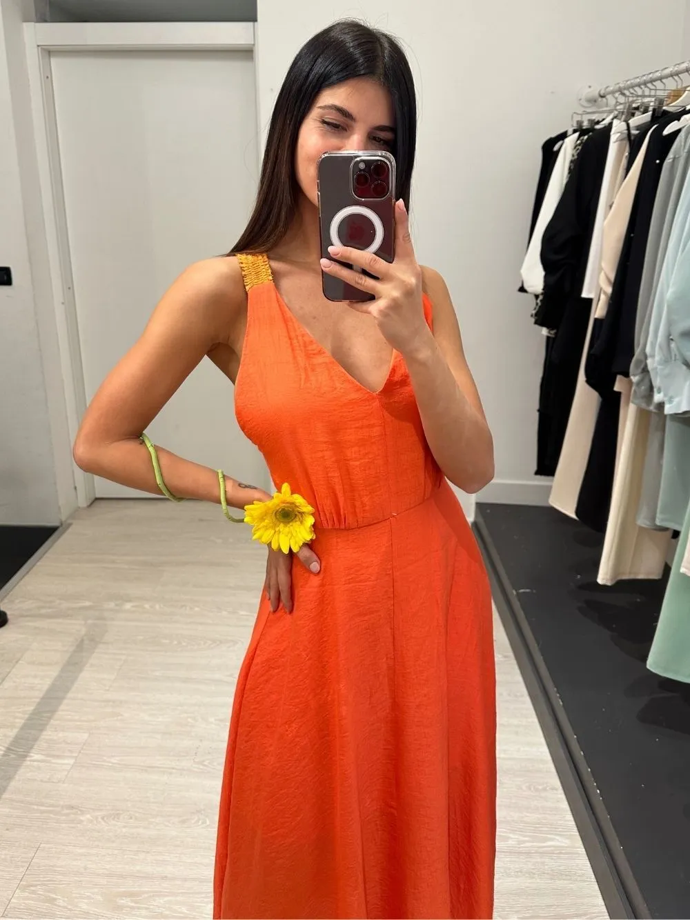 Vestito lungo elastico incrociato