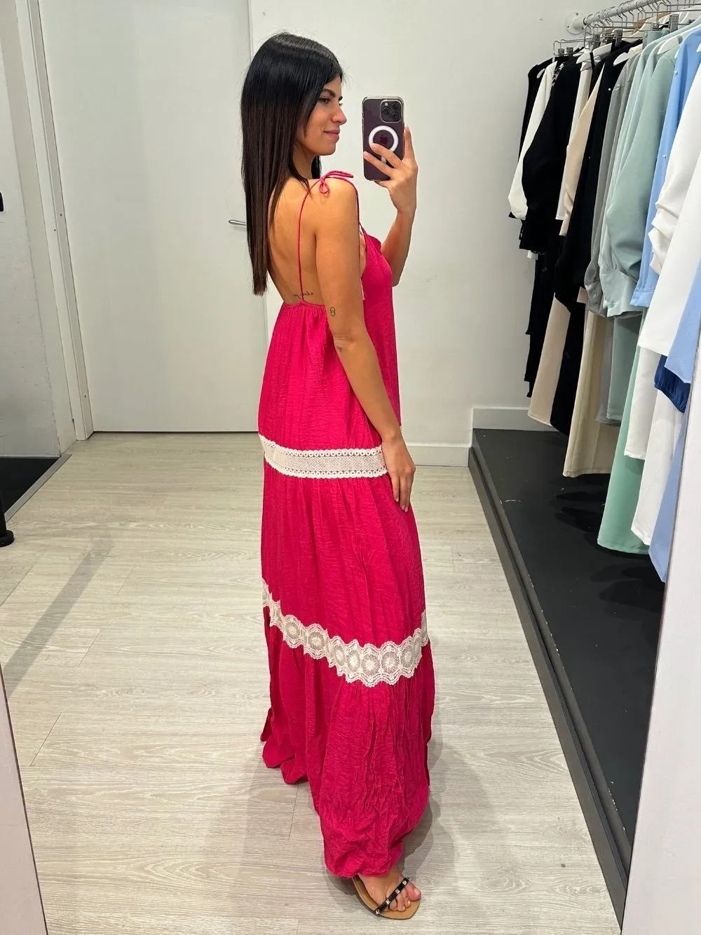 Vestito lungo fascia pizzo