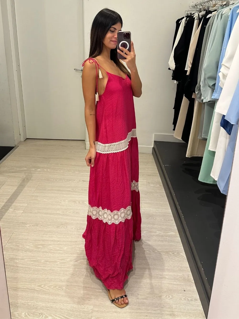 Vestito lungo fascia pizzo