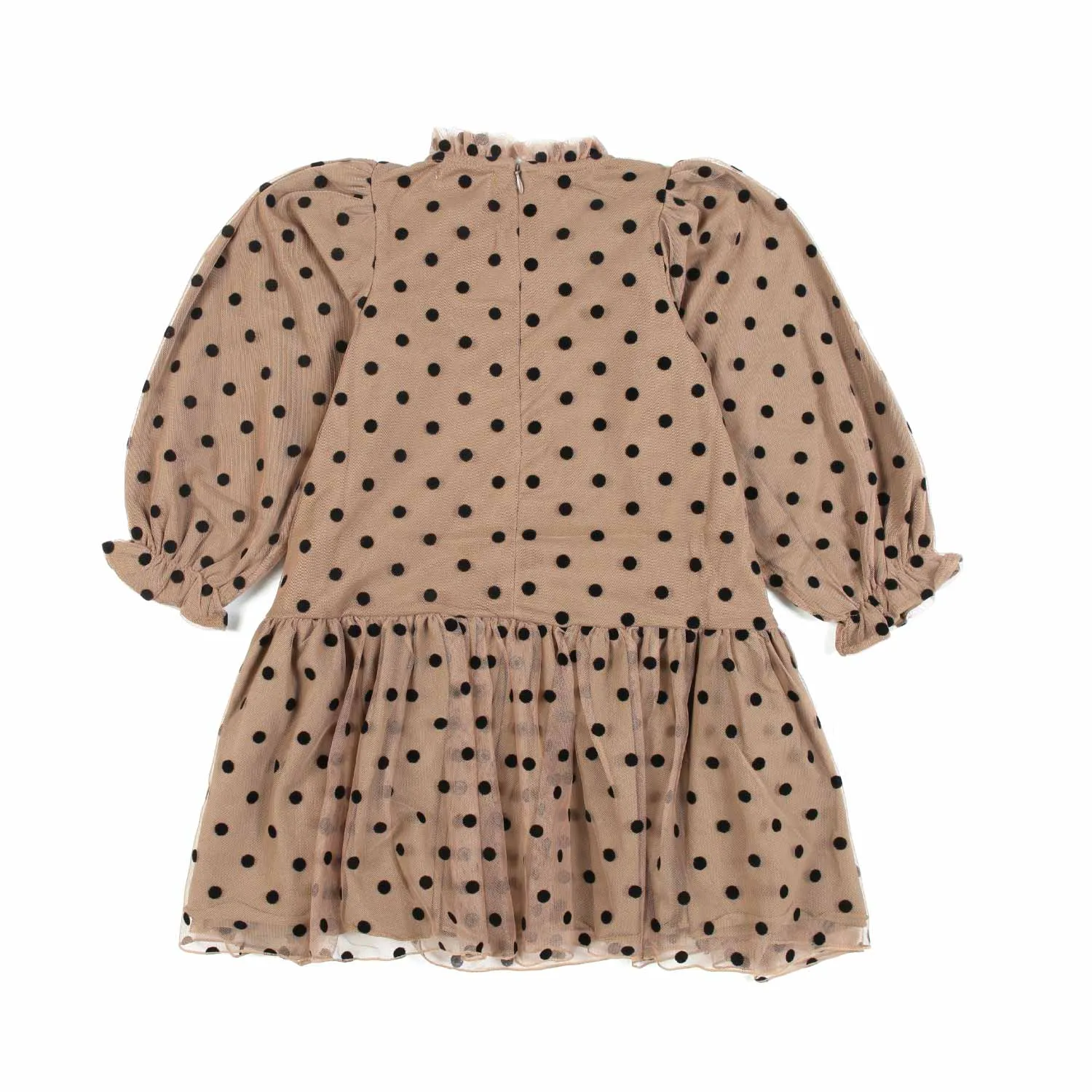 Vestito Marrone Con Pois Neri Bambina